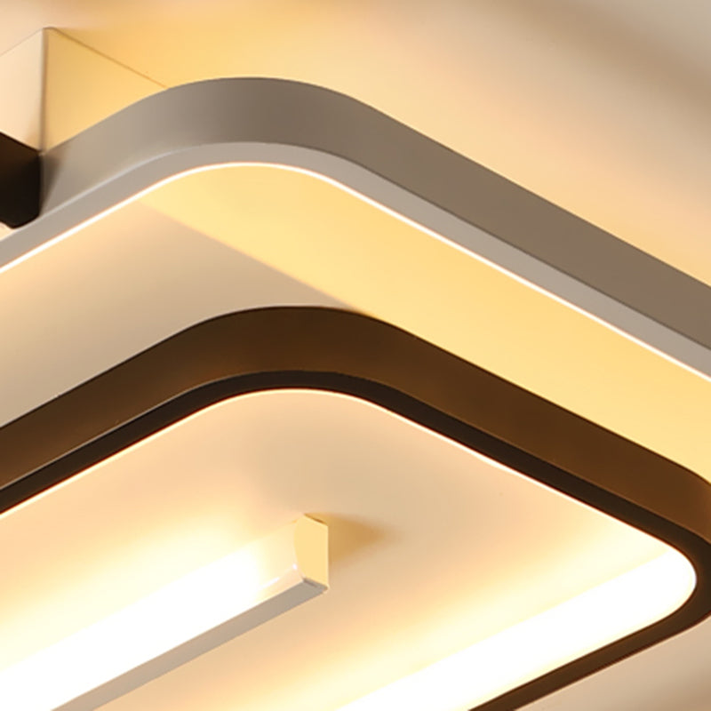 LED Modern Metal Flush Mount Linear Shape Ceiling Light with Acrylic Shade for Bedroom