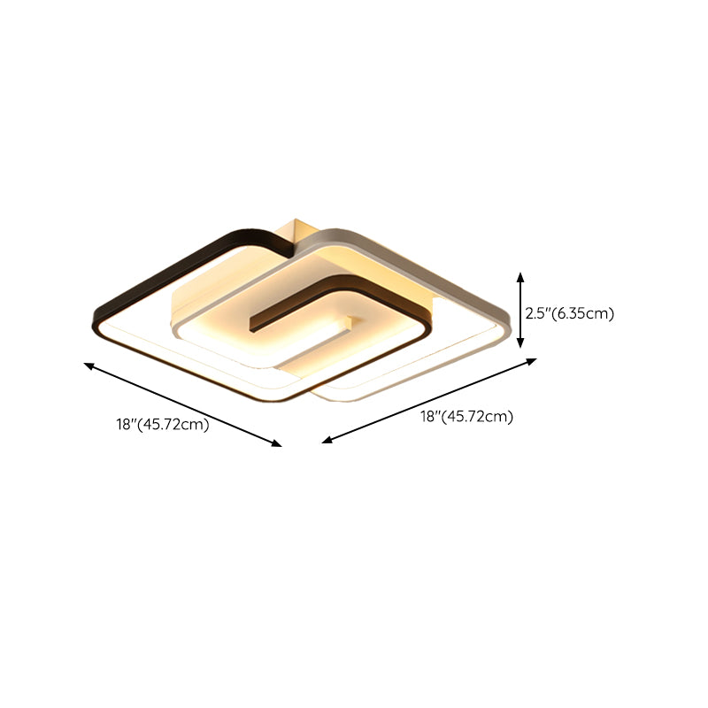 LED Modern Metal Flush Mount Linear Shape Ceiling Light with Acrylic Shade for Bedroom