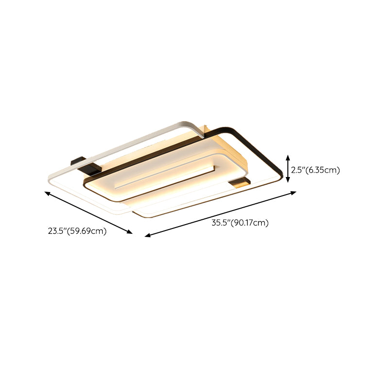 LED Modern Metal Flush Mount Linear Shape Ceiling Light with Acrylic Shade for Bedroom