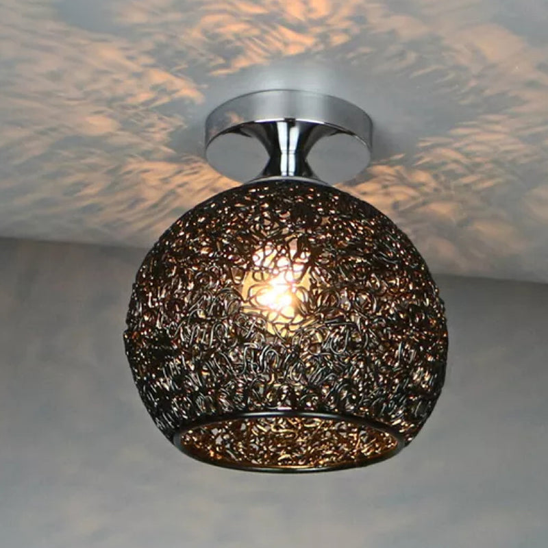 Polish Finish Flush Mount Lighting Contemporary Metal Ceiling Light for Foyer