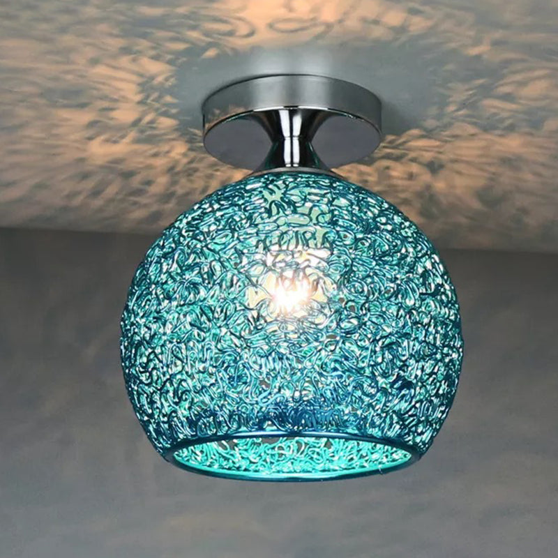 Polish Finish Flush Mount Lighting Contemporary Metal Ceiling Light for Foyer