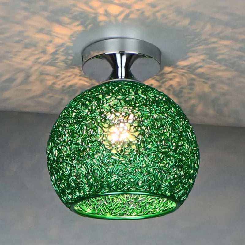 Polish Finish Flush Mount Lighting Contemporary Metal Ceiling Light for Foyer