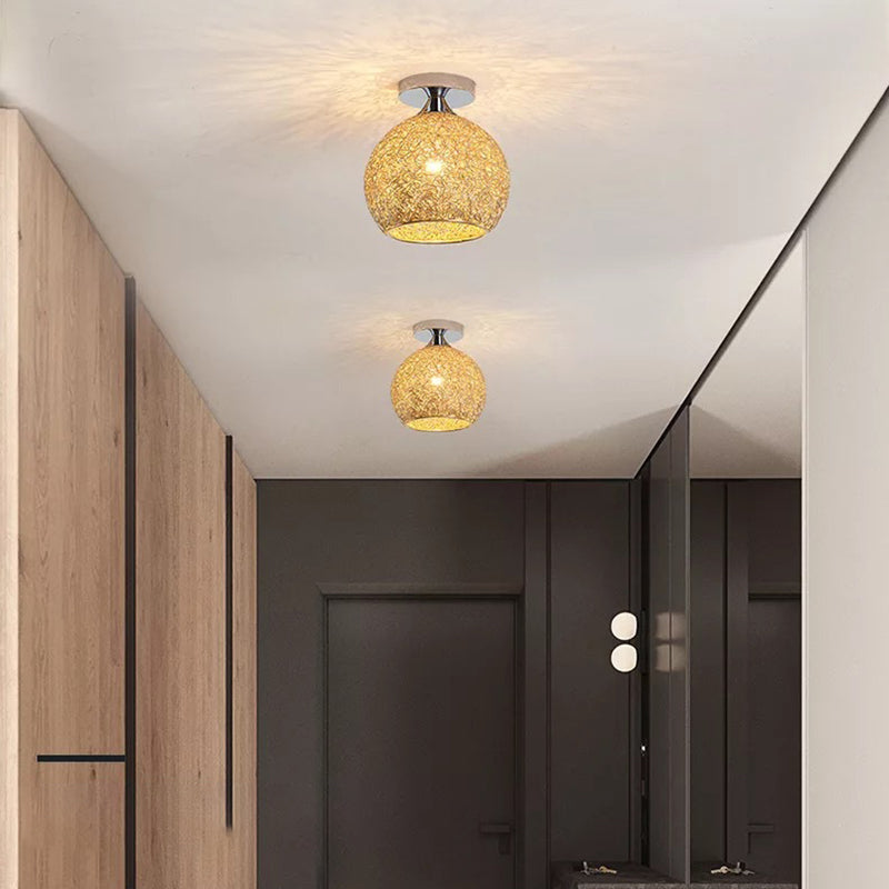 Polish Finish Flush Mount Lighting Contemporary Metal Ceiling Light for Foyer