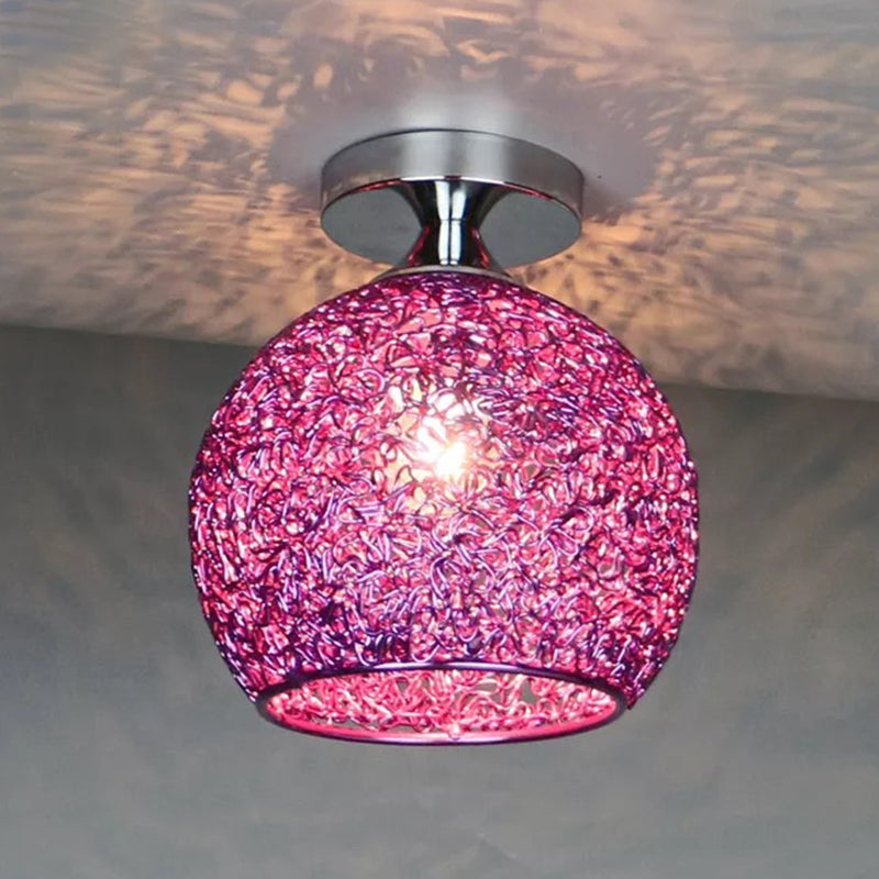 Polish Finish Flush Mount Lighting Contemporary Metal Ceiling Light for Foyer