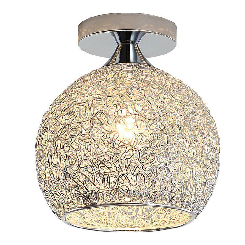 Polish Finish Flush Mount Lighting Contemporary Metal Ceiling Light for Foyer