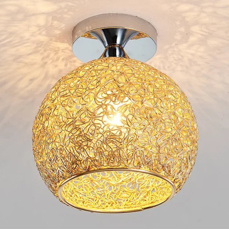 Polish Finish Flush Mount Lighting Contemporary Metal Ceiling Light for Foyer