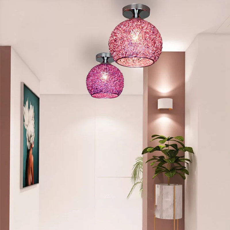 Polish Finish Flush Mount Lighting Contemporary Metal Ceiling Light for Foyer