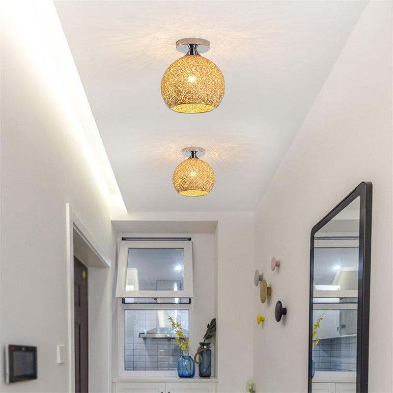 Polish Finish Flush Mount Lighting Contemporary Metal Ceiling Light for Foyer