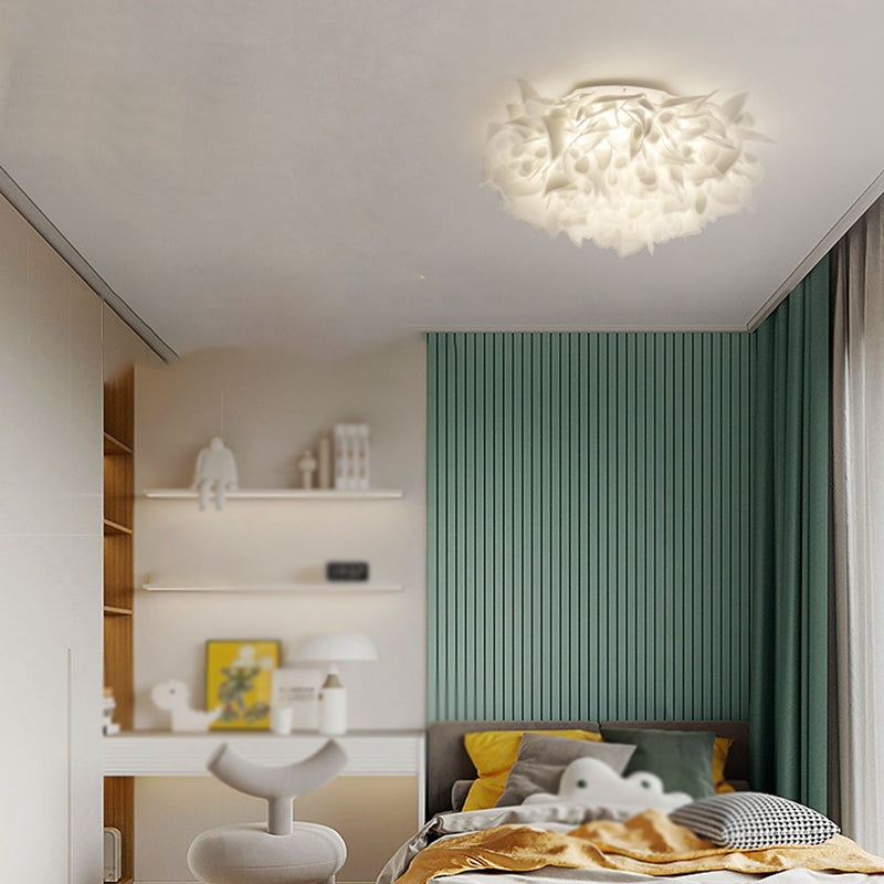 LED Modern Metal Flush Mount Geometric Shape Ceiling Light with PVC Shade for Bedroom