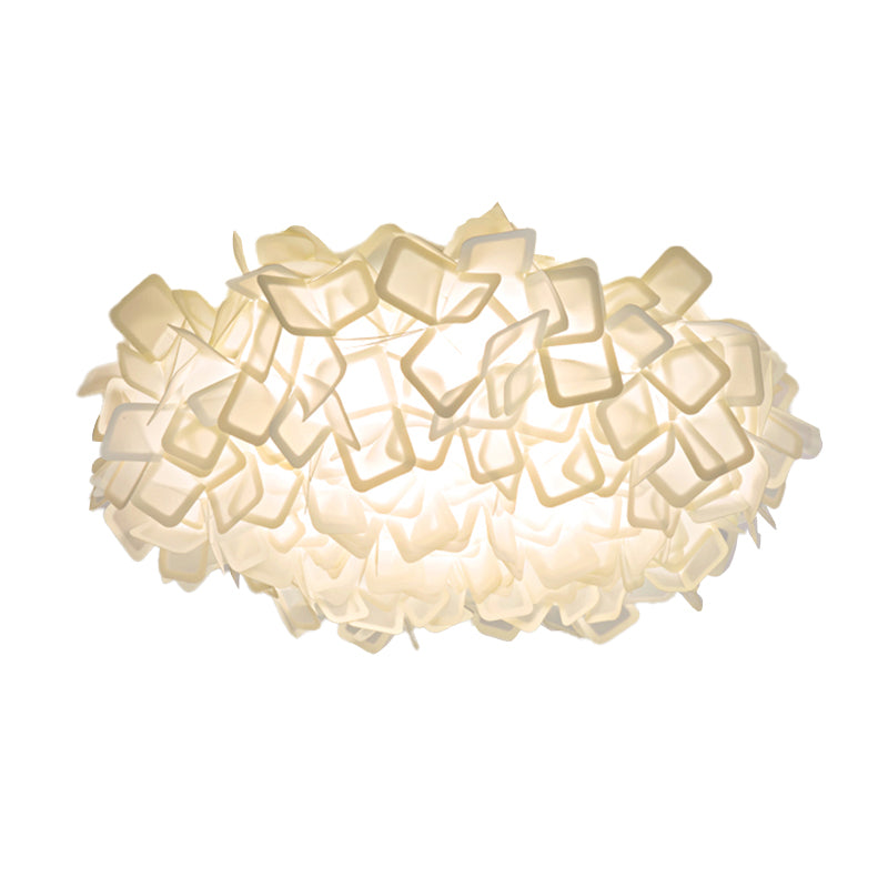 LED Modern Metal Flush Mount Geometric Shape Ceiling Light with PVC Shade for Bedroom
