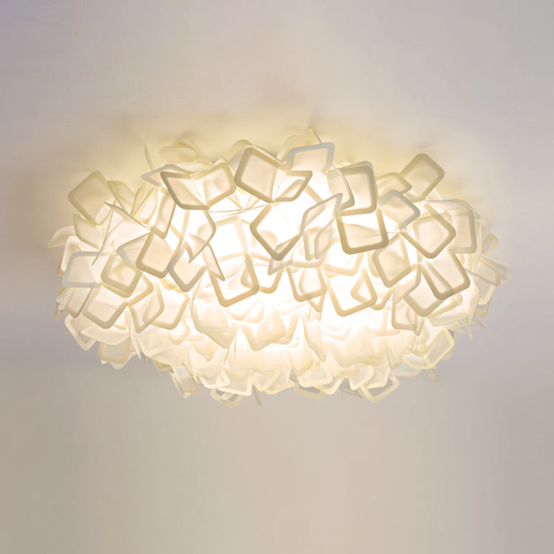 LED Modern Metal Flush Mount Geometric Shape Ceiling Light with PVC Shade for Bedroom