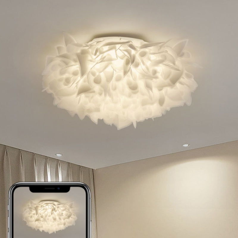 LED Modern Metal Flush Mount Geometric Shape Ceiling Light with PVC Shade for Bedroom
