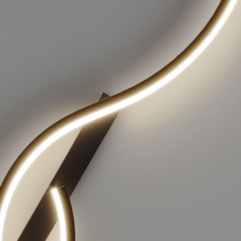 Linear Shape Metal Wall Light Modern Style 2 Lights Wall Light Sconce in Black