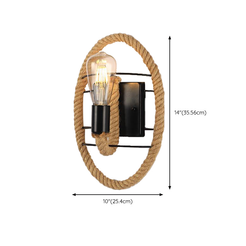 Geometric Wall Light Fixture Modern Rope 1 Light Wall Sconce in Black