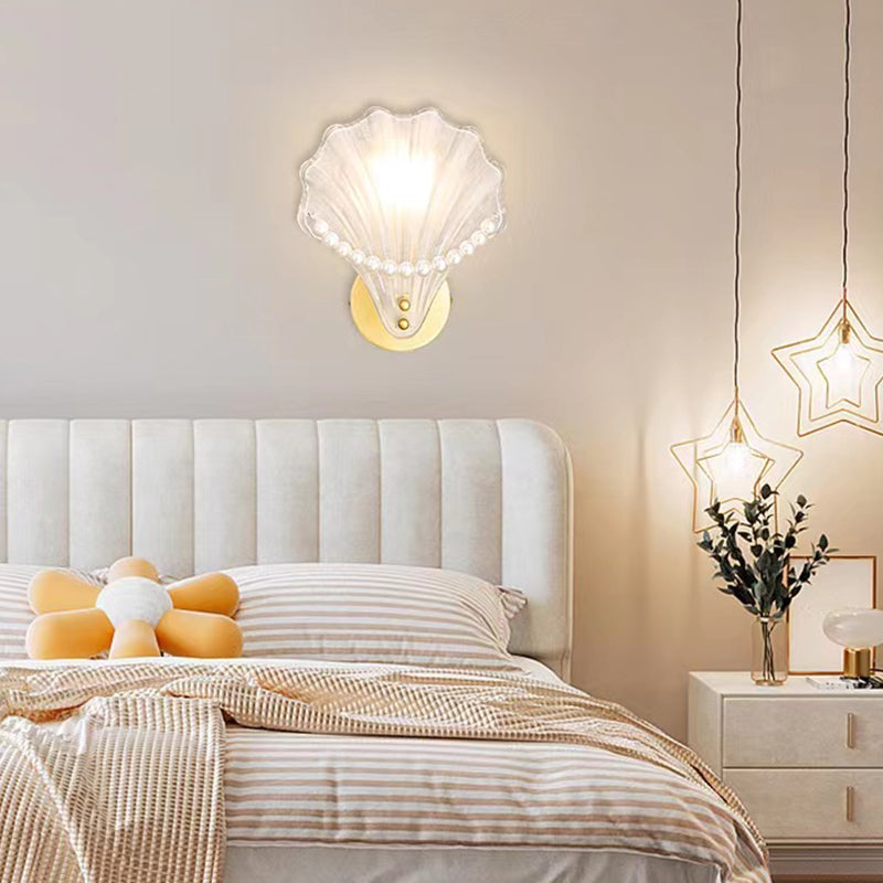 Golden Finish Single Contemporary Wall Mounted Sconce Glass Wall Light