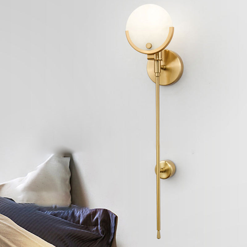 Single Golden Modern Wall Mounted Sconce Shaded Wall Light for Foyer
