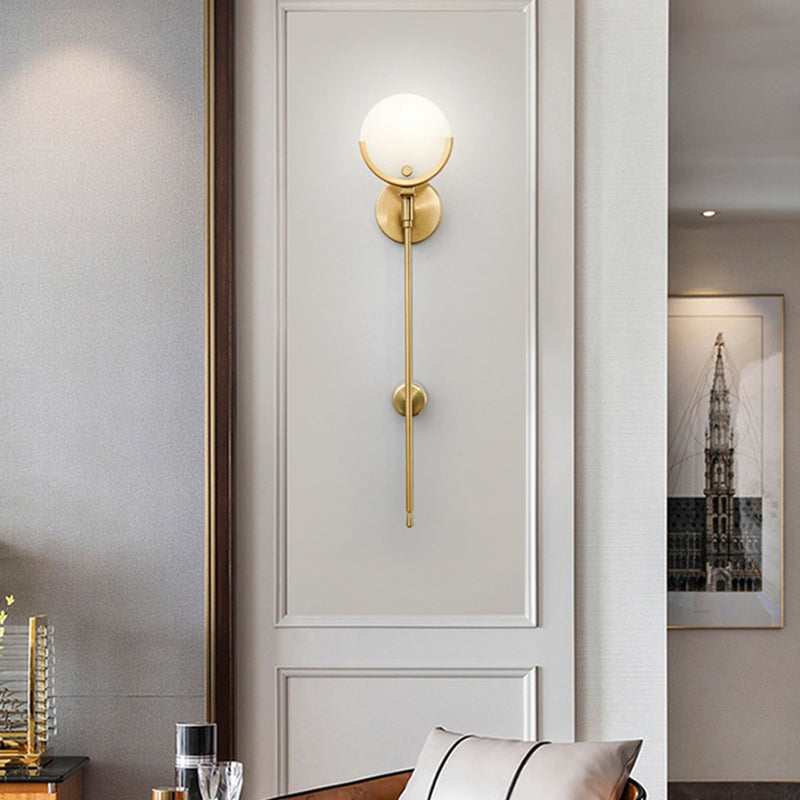 Single Golden Modern Wall Mounted Sconce Shaded Wall Light for Foyer