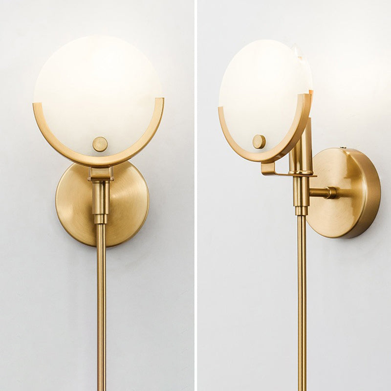 Single Golden Modern Wall Mounted Sconce Shaded Wall Light for Foyer