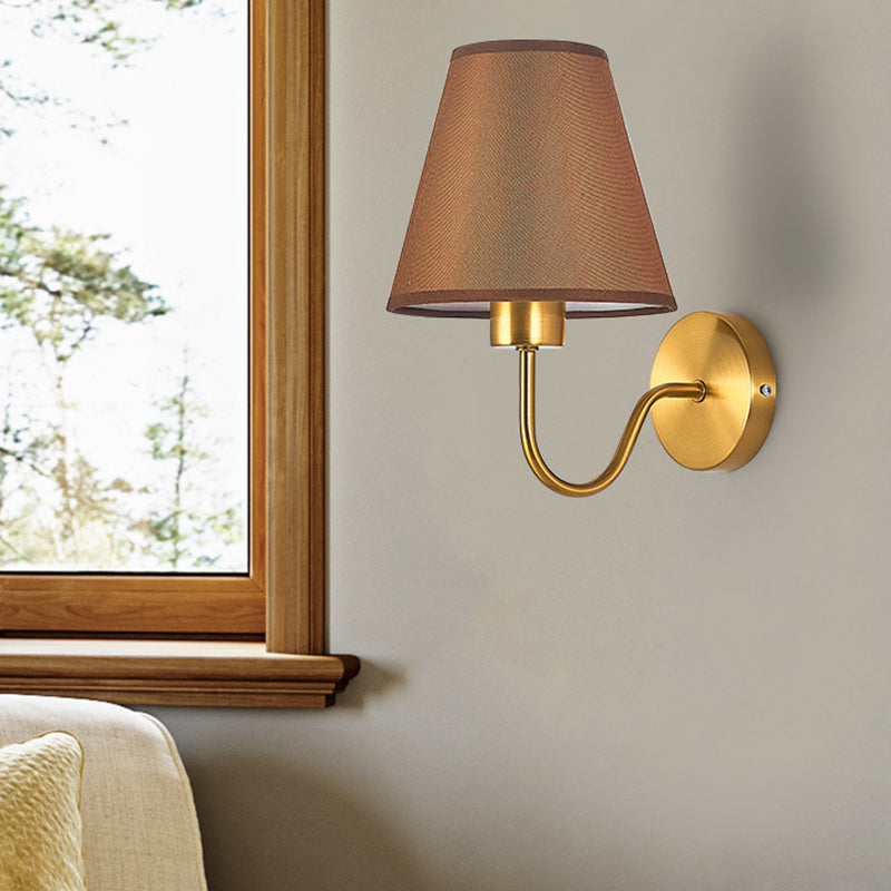 American Style Vanity Light Cone Shape Vanity Lamp with Fabric Shade for Living Room