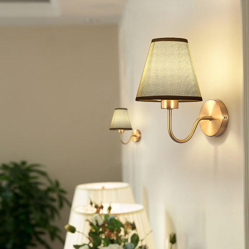 American Style Vanity Light Cone Shape Vanity Lamp with Fabric Shade for Living Room