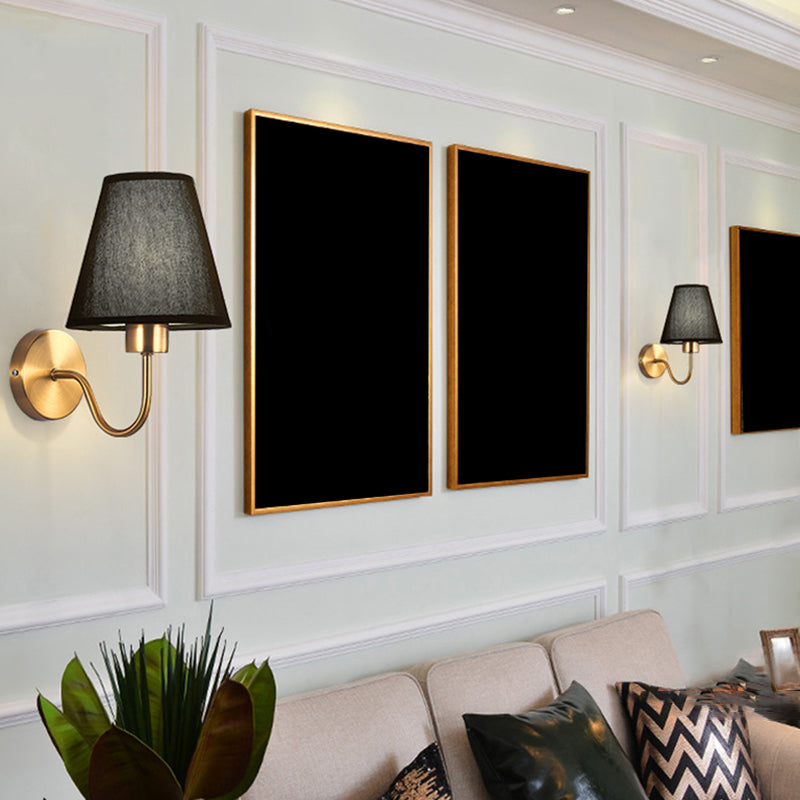 American Style Vanity Light Cone Shape Vanity Lamp with Fabric Shade for Living Room