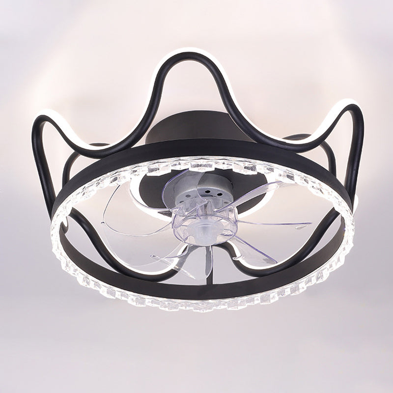 7-Blade Children Ceiling Fan LED Polish Finish Fan with Light for Home