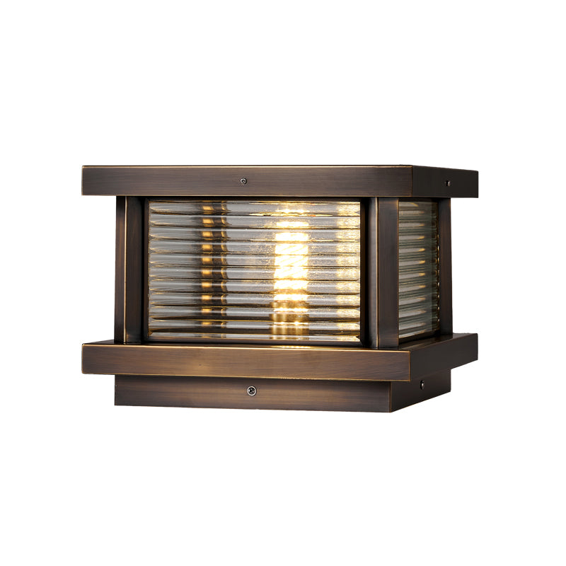 Rectangle Shape Metal Waterproof Pillar Lamp Modern Style 1 Light Outdoor Light