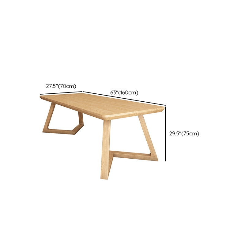 Modern 29.53" Tall Office Desk Solid Wood Natural Writing Desk