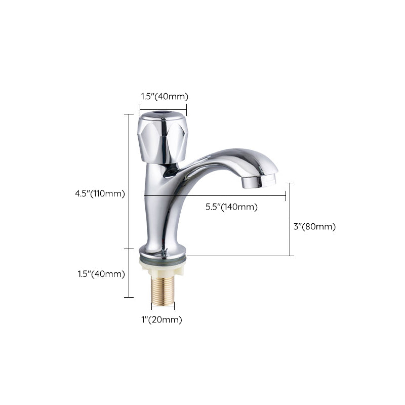 Contemporary Faucet Knob Handle 1 Hole Low Arc Solid Brass Faucet
