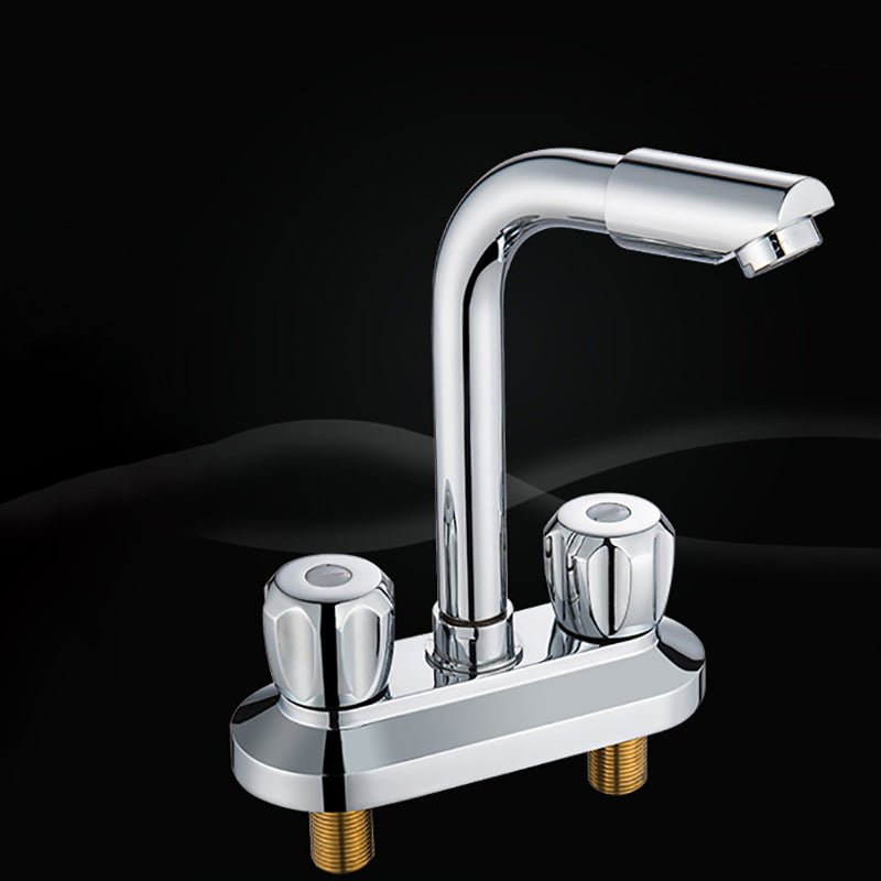 Modern Style Bathroom Faucet Double Handles Faucet Swivel Spout Faucet