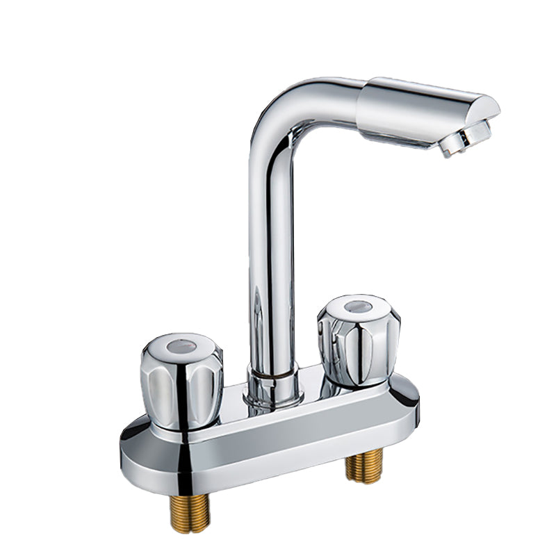Modern Style Bathroom Faucet Double Handles Faucet Swivel Spout Faucet