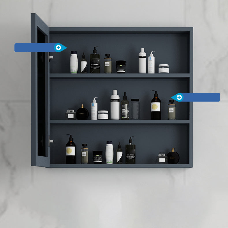 Blue Bathroom Vanity Metal Frame Single Sink Rectangle Mirror Bath Vanity with 2 Doors