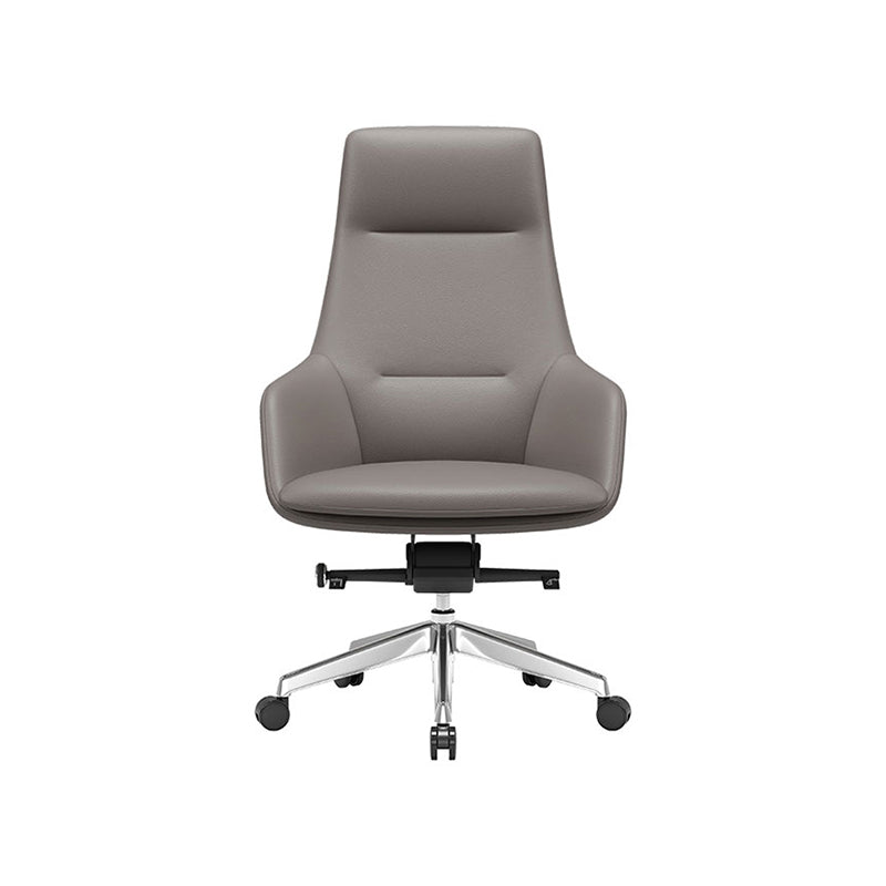 Fixed Arms Modern Desk Chair No Distressing Leather Ergonomic Office Chair with Wheels
