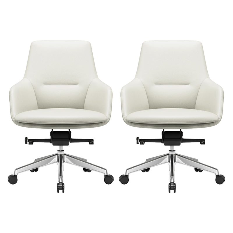 Fixed Arms Modern Desk Chair No Distressing Leather Ergonomic Office Chair with Wheels