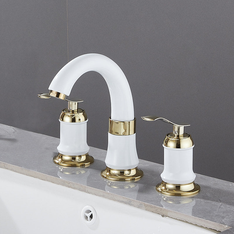 Contemporary Vessel Faucet Copper 2 Handles Low Arc Vessel Faucet for Home