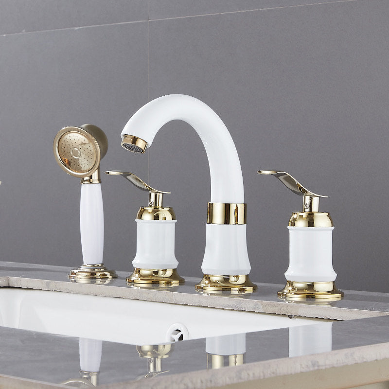 Contemporary Vessel Faucet Copper 2 Handles Low Arc Vessel Faucet for Home
