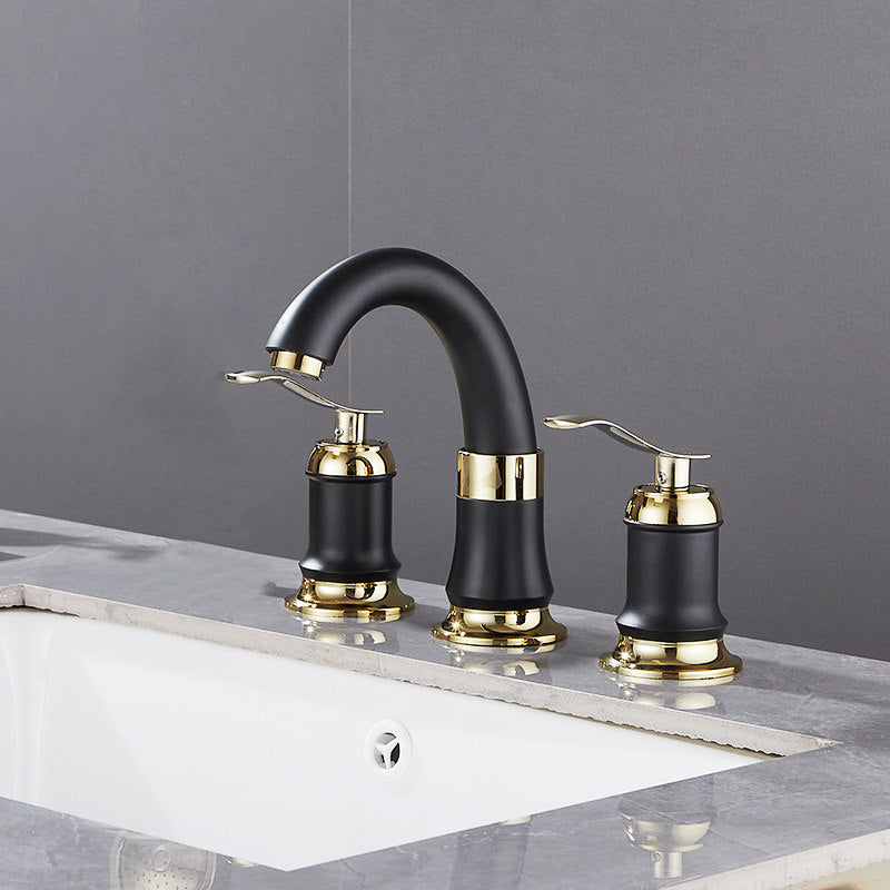 Contemporary Vessel Faucet Copper 2 Handles Low Arc Vessel Faucet for Home