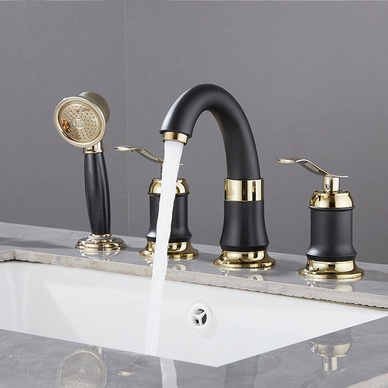 Contemporary Vessel Faucet Copper 2 Handles Low Arc Vessel Faucet for Home