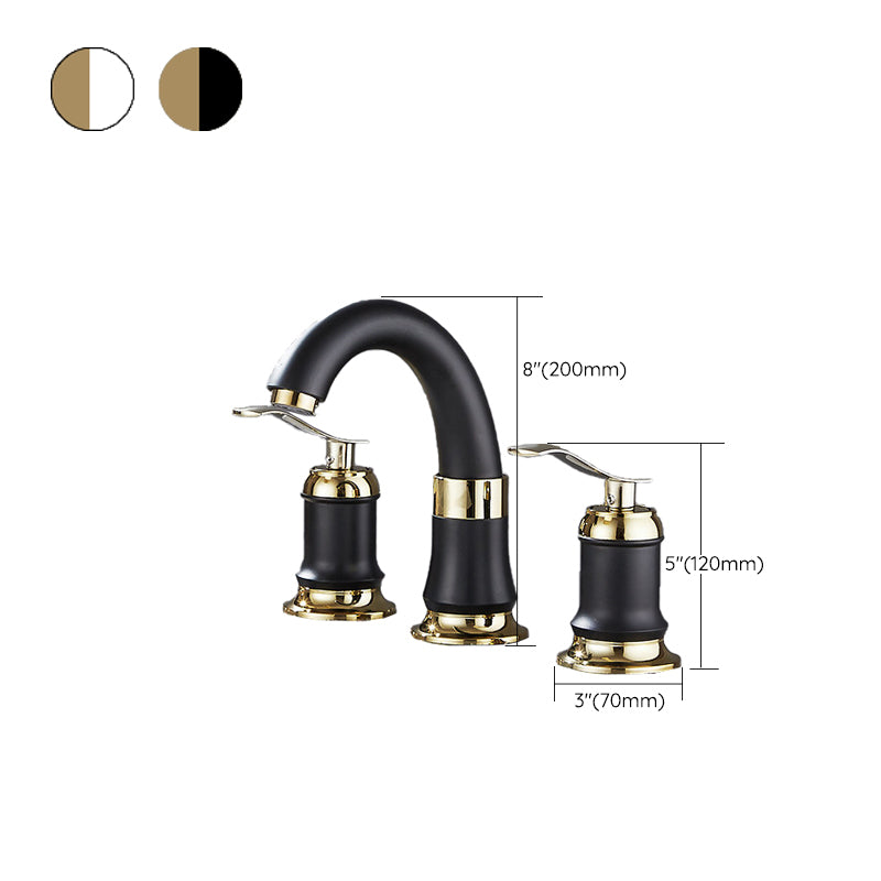 Contemporary Vessel Faucet Copper 2 Handles Low Arc Vessel Faucet for Home