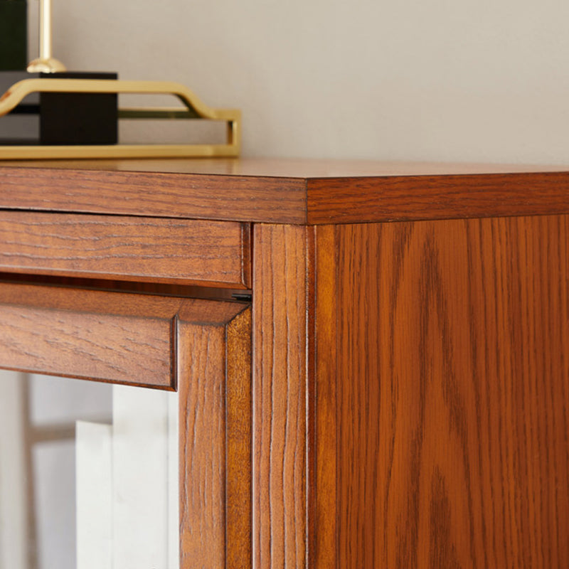 Modern Style Closed Back Bookshelf Wooden Standard Bookcase with Drawers