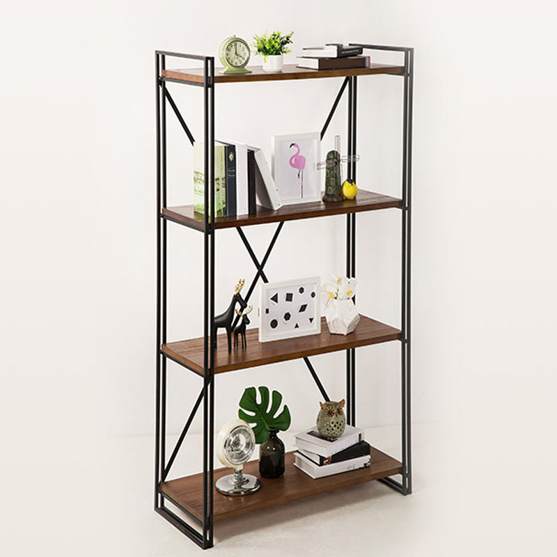 Wooden Open Back Bookshelf Etagere Industrial Bookcase with Shelves
