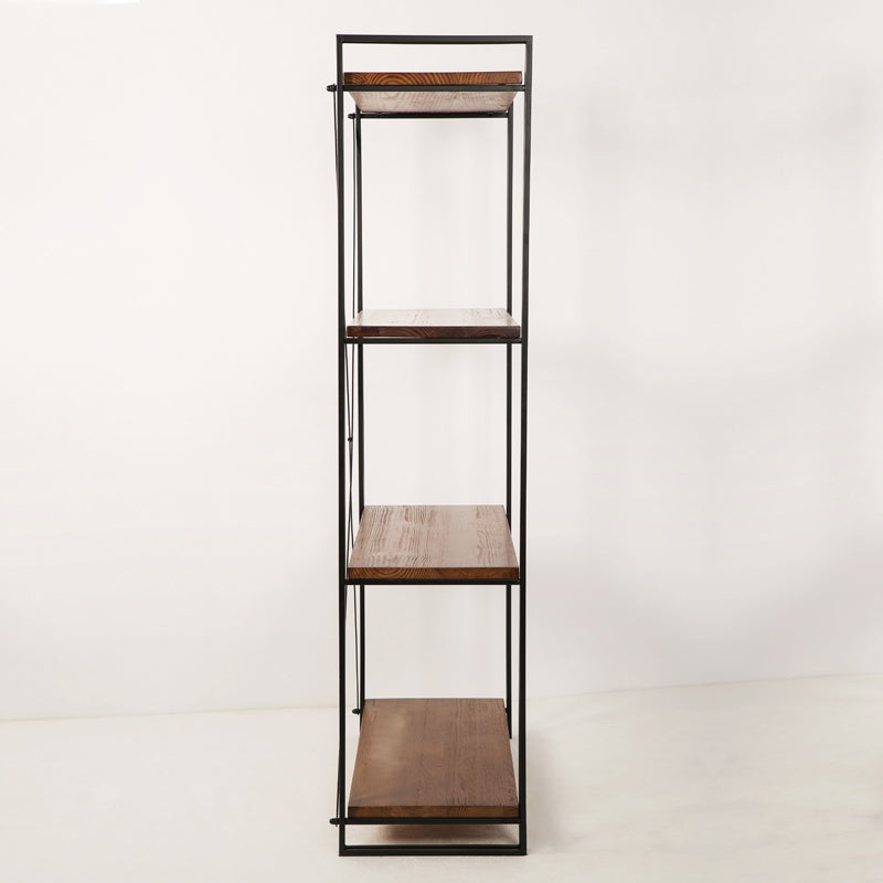 Wooden Open Back Bookshelf Etagere Industrial Bookcase with Shelves