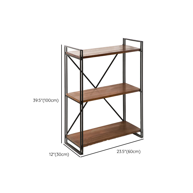 Wooden Open Back Bookshelf Etagere Industrial Bookcase with Shelves