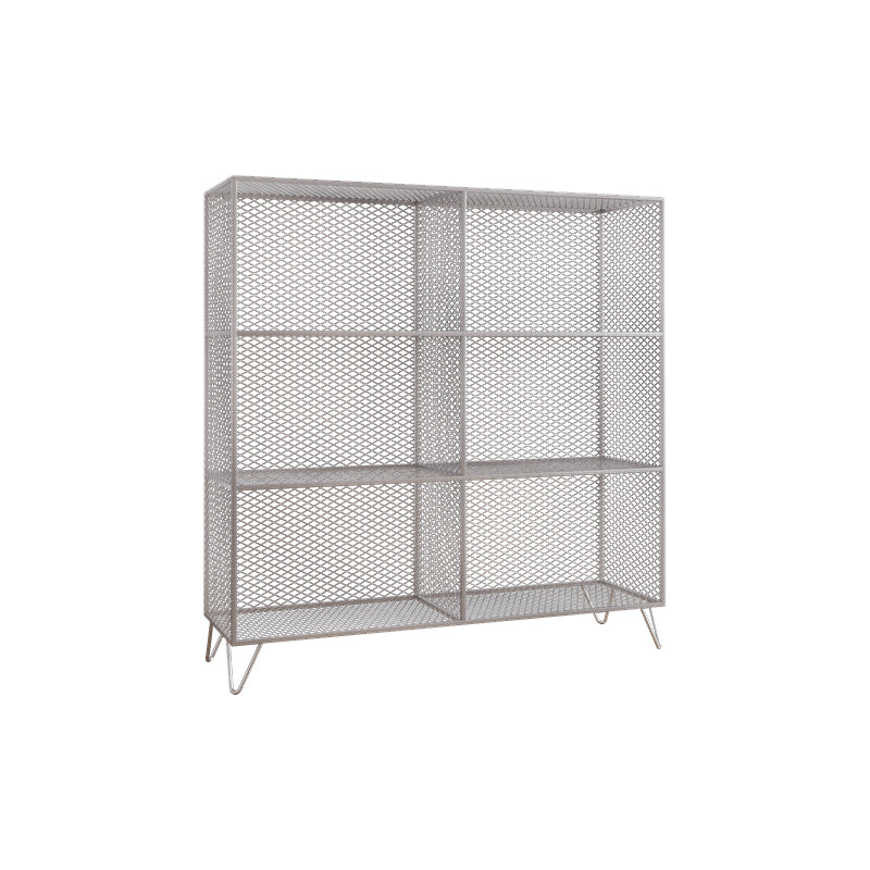Metal Closed Back Standard Bookshelf Shelves Included Bookcase in Silver