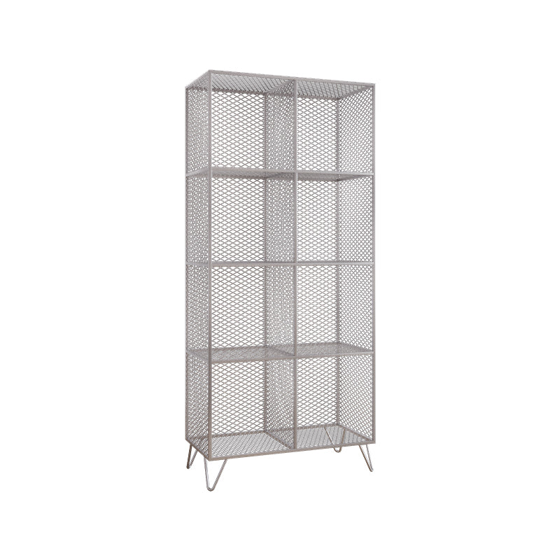 Metal Closed Back Standard Bookshelf Shelves Included Bookcase in Silver