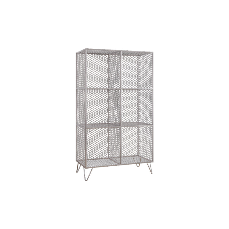 Metal Closed Back Standard Bookshelf Shelves Included Bookcase in Silver