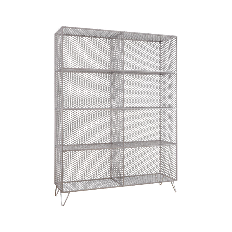Metal Closed Back Standard Bookshelf Shelves Included Bookcase in Silver