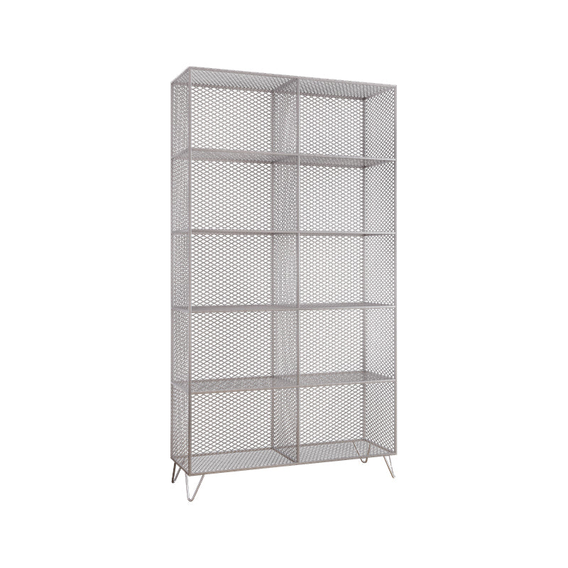 Metal Closed Back Standard Bookshelf Shelves Included Bookcase in Silver