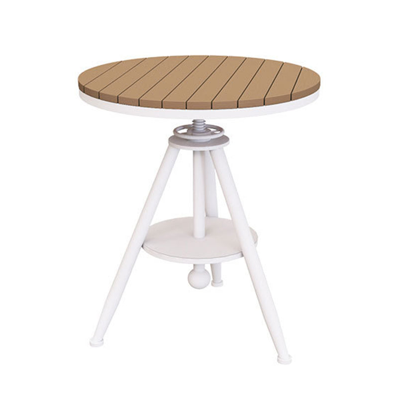 Metal and Wood Bistro Table Round Water Resistant Patio Table