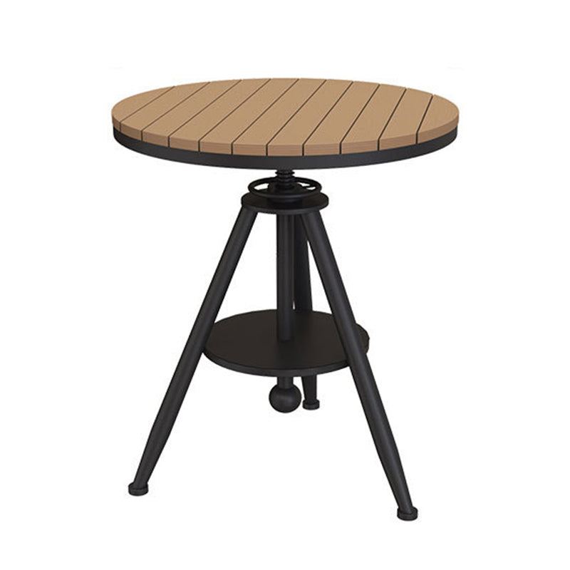 Metal and Wood Bistro Table Round Water Resistant Patio Table